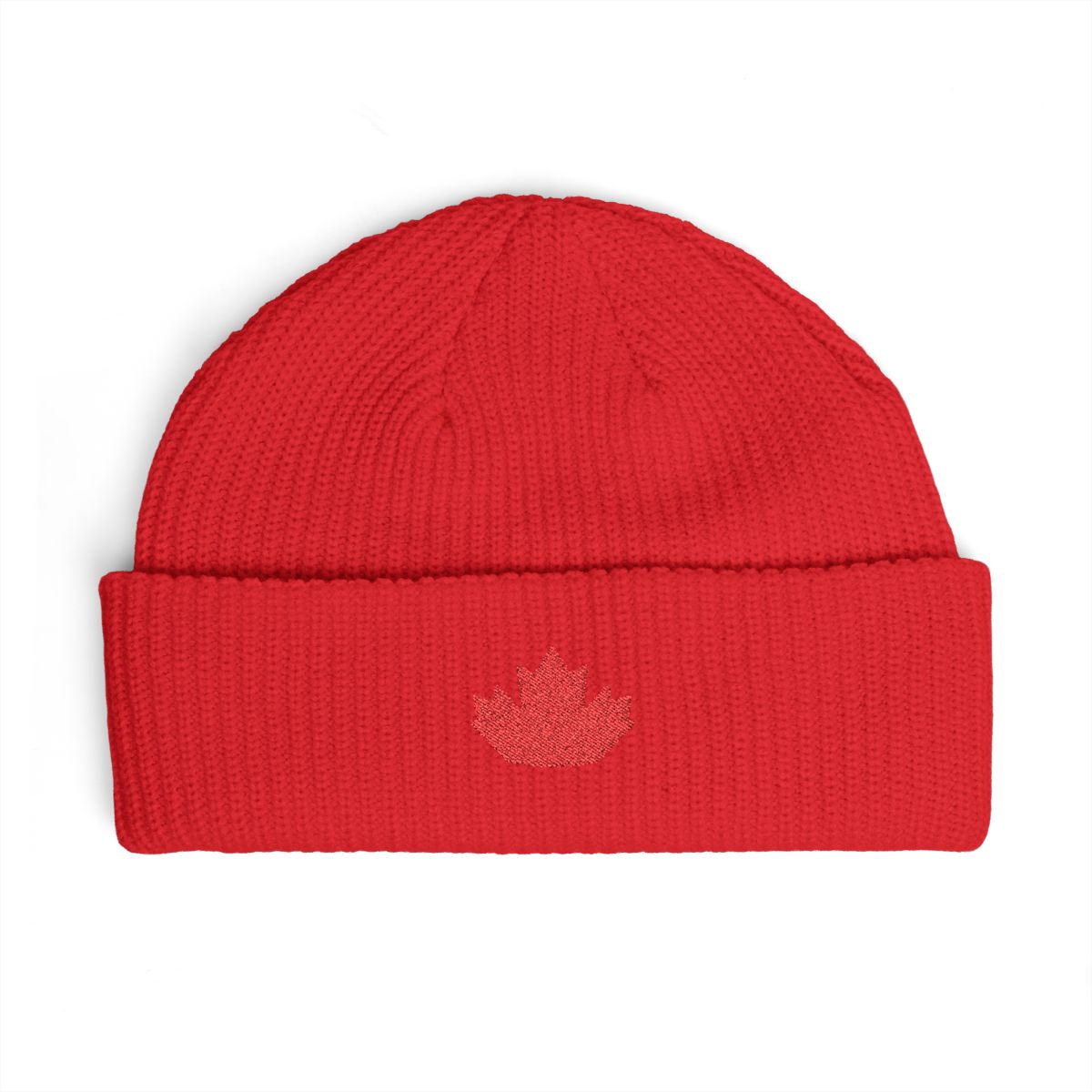 Red Maple Leaf Knitted Beanie Hat