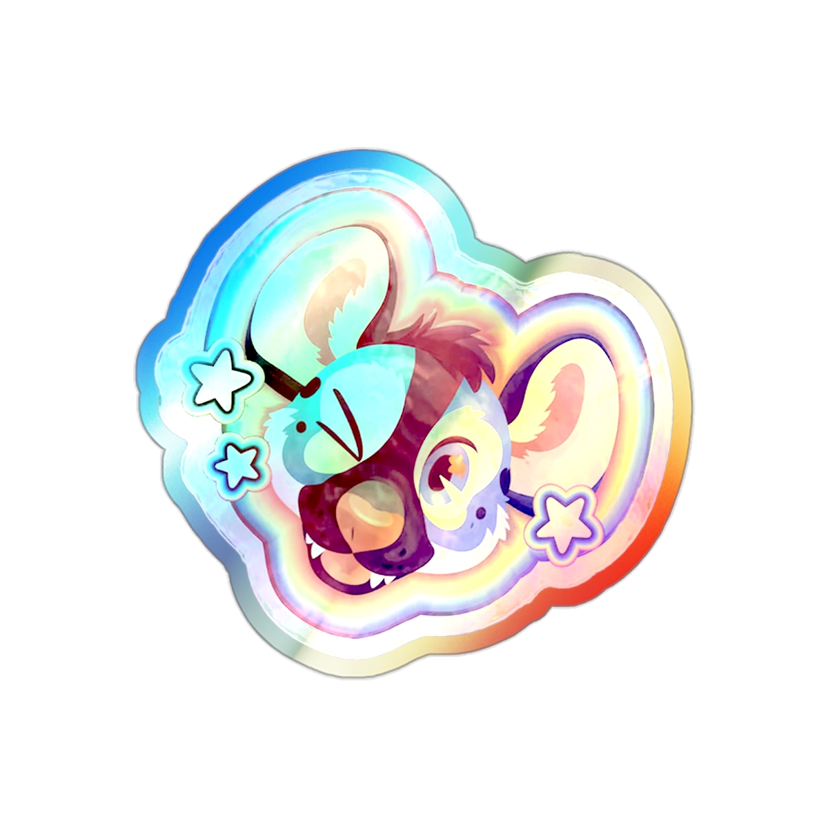 Holographic Rainbow Cartoon Dog Sticker | Cute Iridescent Vinyl Decal